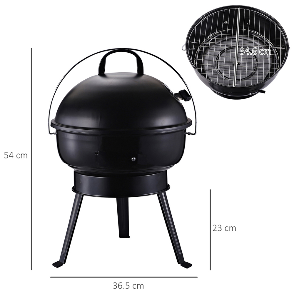 Outsunny Black Portable Charcoal BBQ Grill Wilko