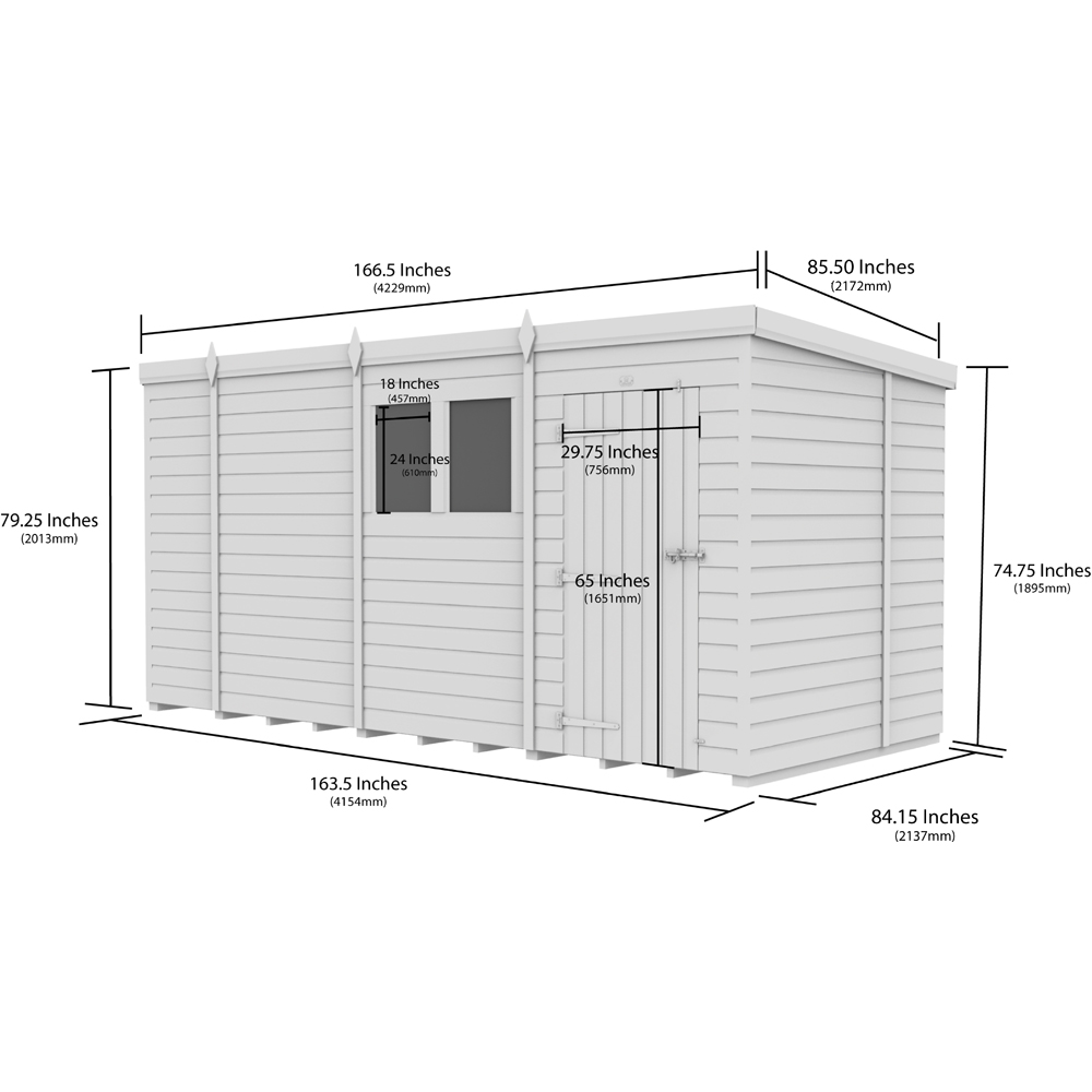 DIY Sheds 14 x 7ft Tongue and Groove Timber Pent Garden Shed Image 9