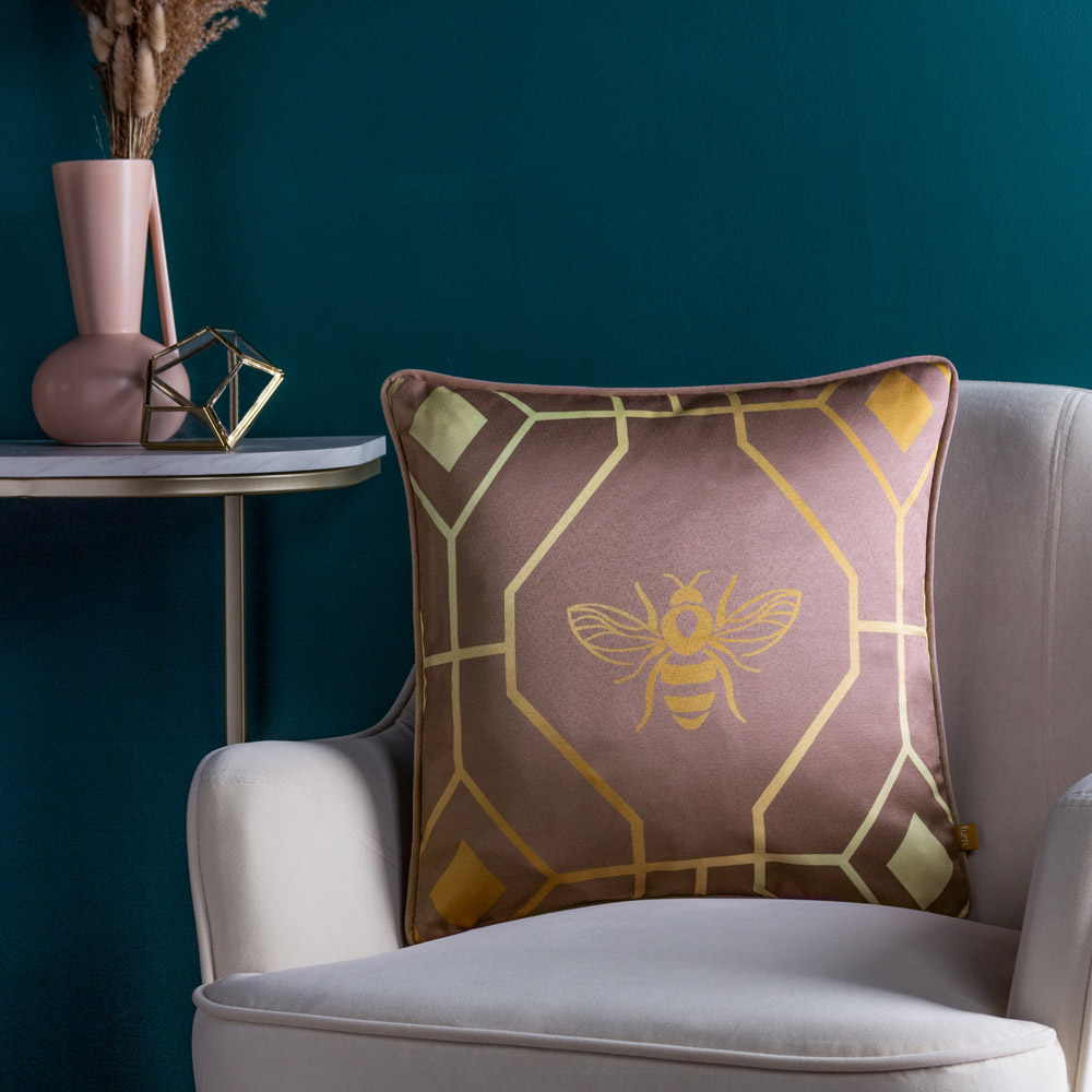 furn. Bee Deco Blush Geometric Cushion Image 2