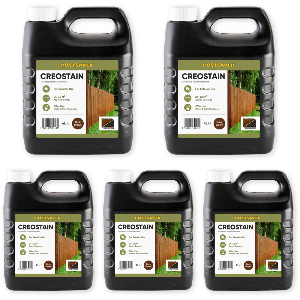 Postsaver Creostain Dark Brown Oil Based Fence & Shed Stain (Creosote/Creocote Alternative) 20L Image 1