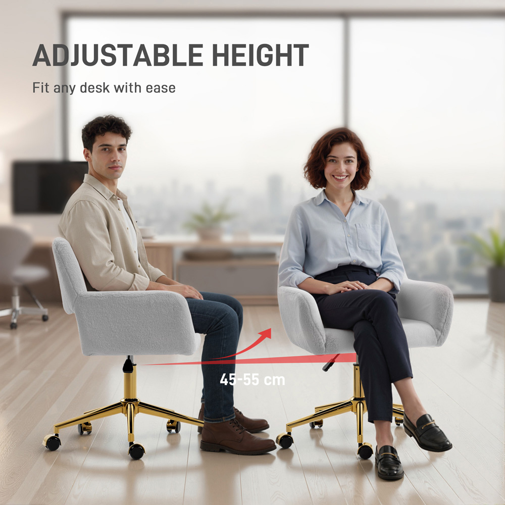 Portland Grey Faux Fur Height Adjustable Swivel Office Chair Image 5