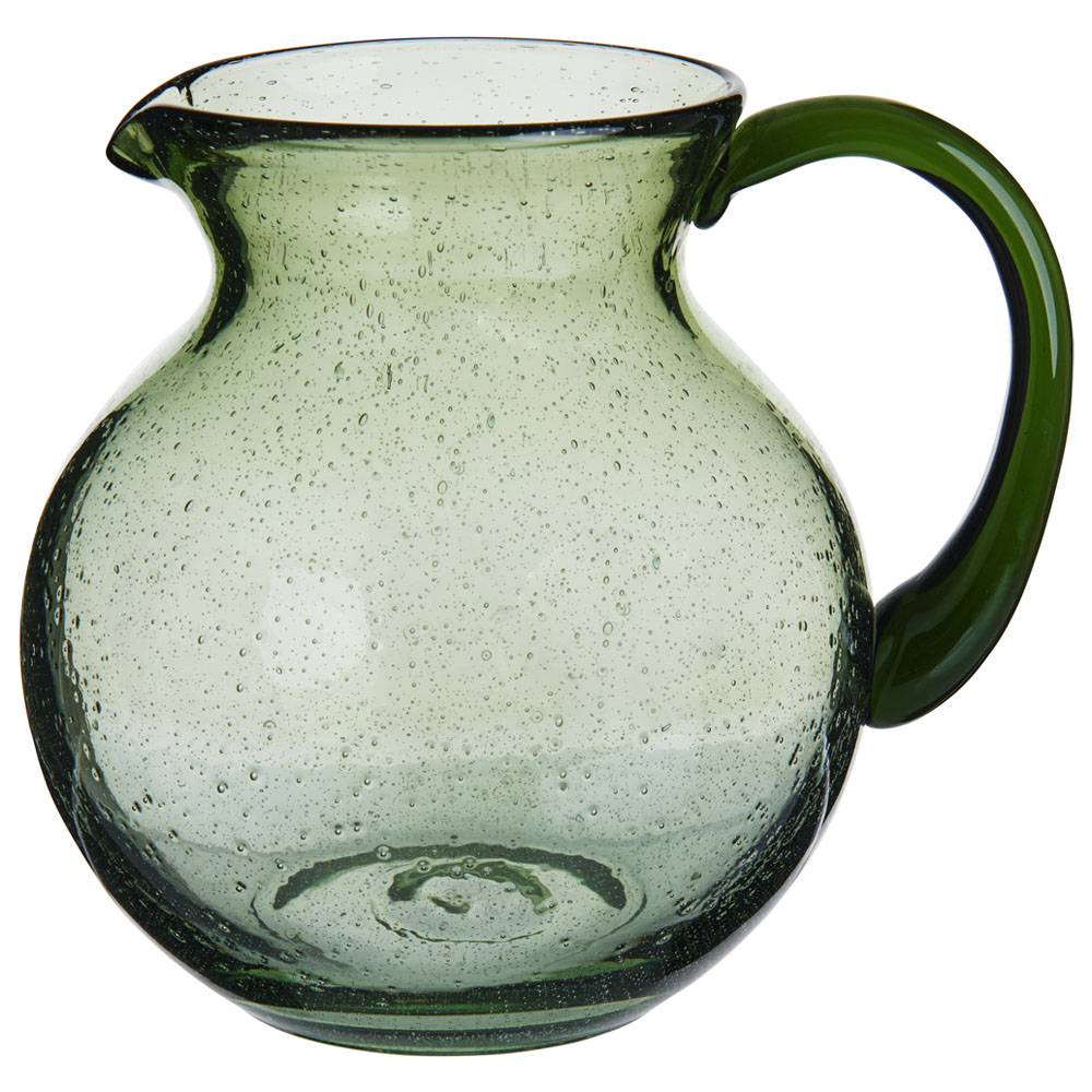Wilko Green Bubble Glass Jug Vase Image 2