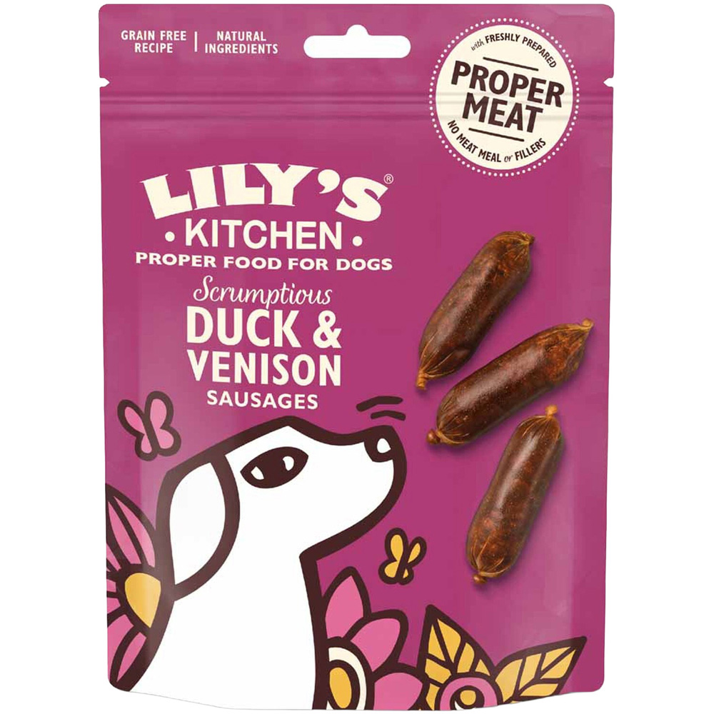 Lily's Kitchen Scrumptious Duck and Venison Sausage Adult Dog Treat 70g Image