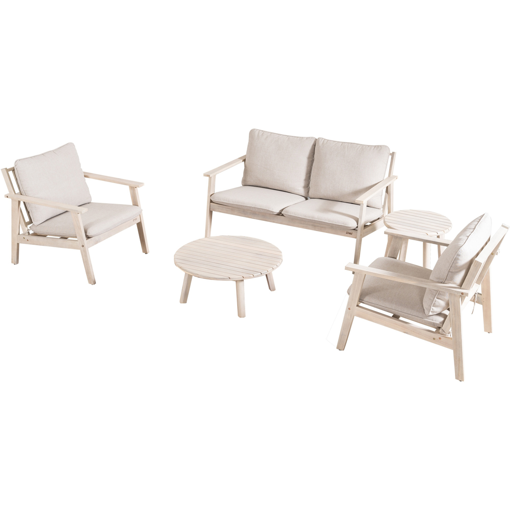 Direct Wicker 4 Seater Naturally Sanded Acacia Wood Outdoor Lounge Set Image 2