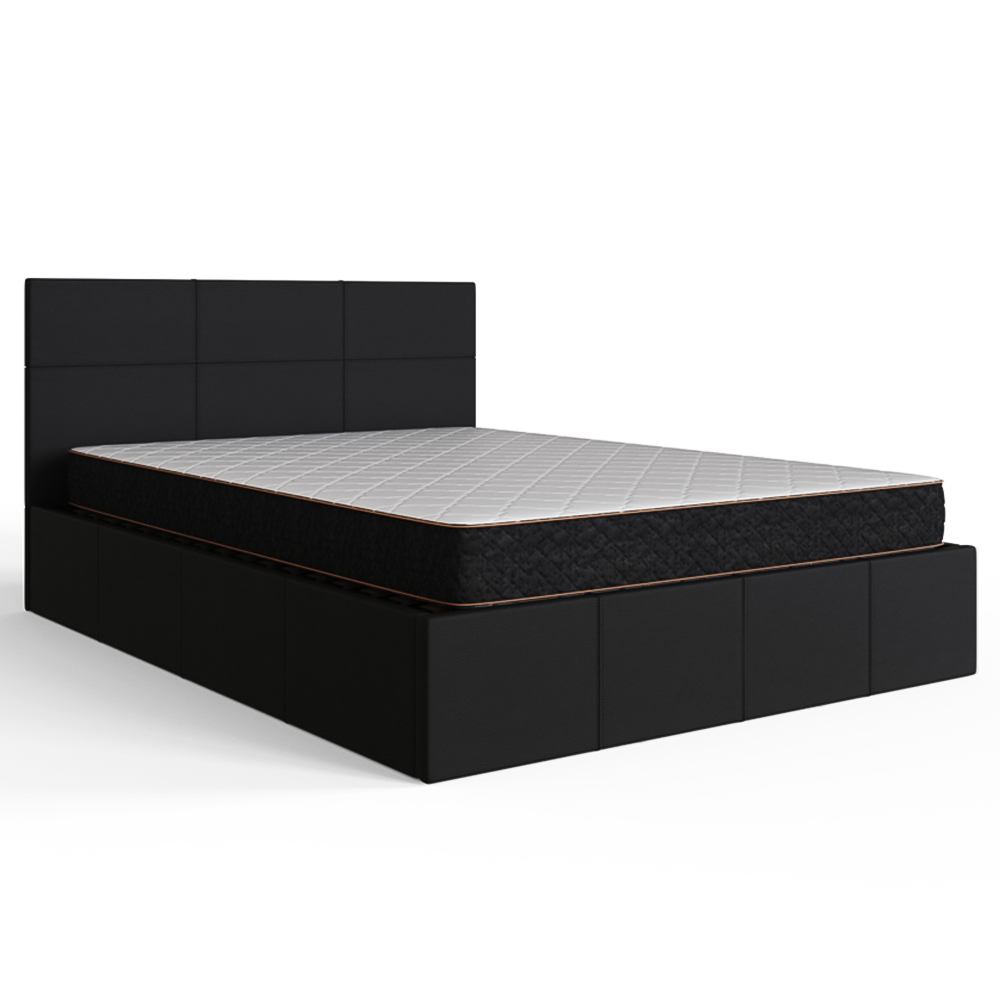 GFW Small Double Black Faux Leather End Lift Ottoman Bed with Memory Pocket Spring Mattress Image 4