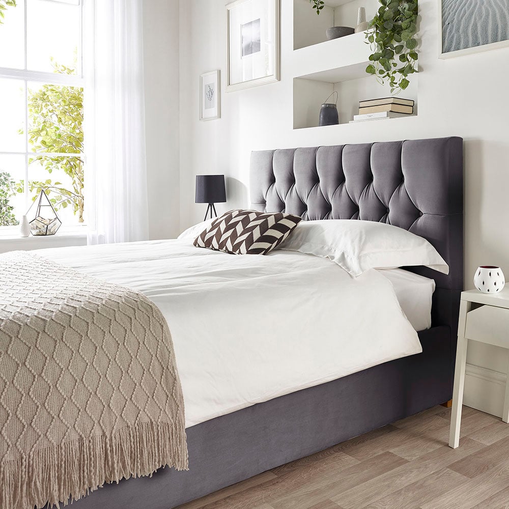 Catherine Lansfield Boutique King Size Steel Velvet Ottoman Bed Image 5