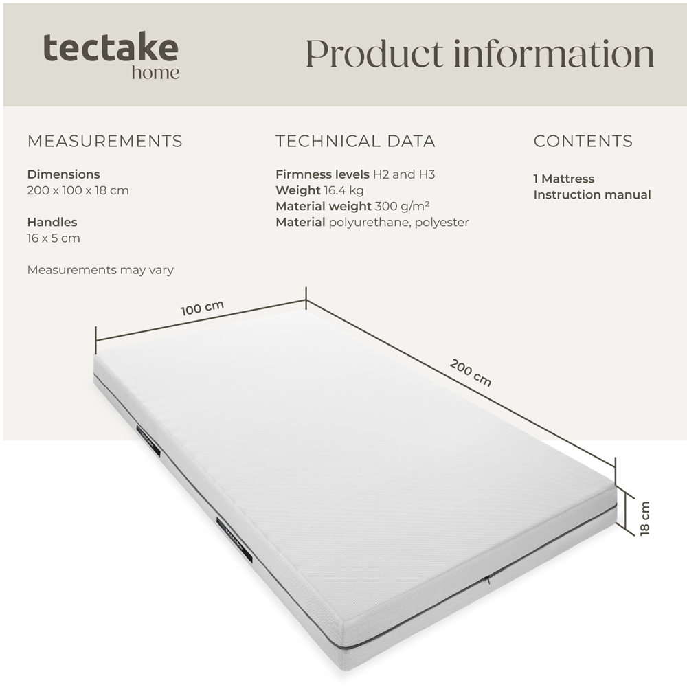 tectake Sky Single 2 in 1 Firmness Level 3D Mesh Cover Mattress Image 8