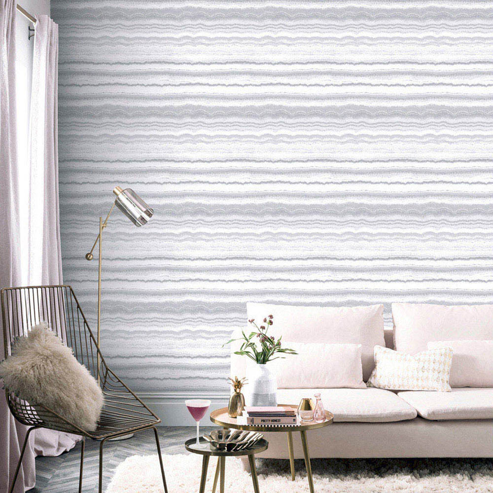 Arthouse Mineral Stripe White and Silver Wallpaper Image 4