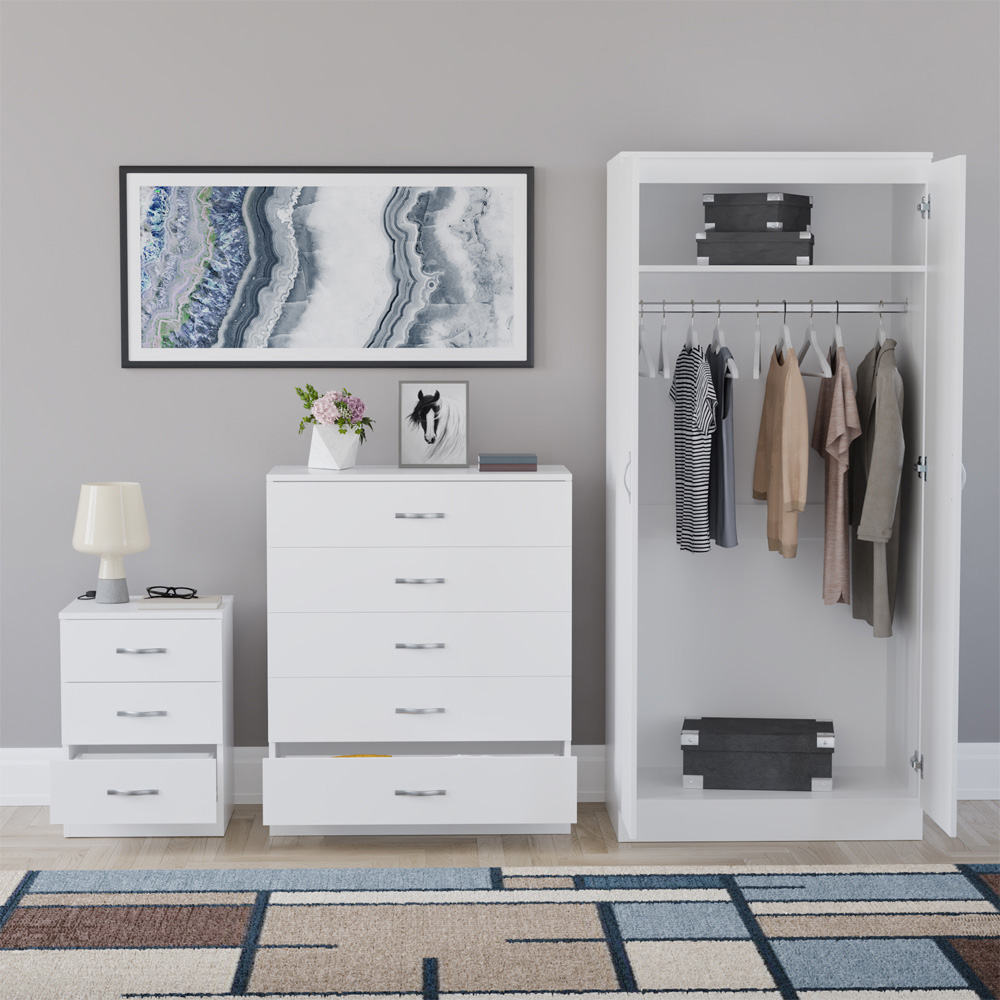VIDA DESIGNS Riano White 3 Piece Bedroom Furniture Set Image 3