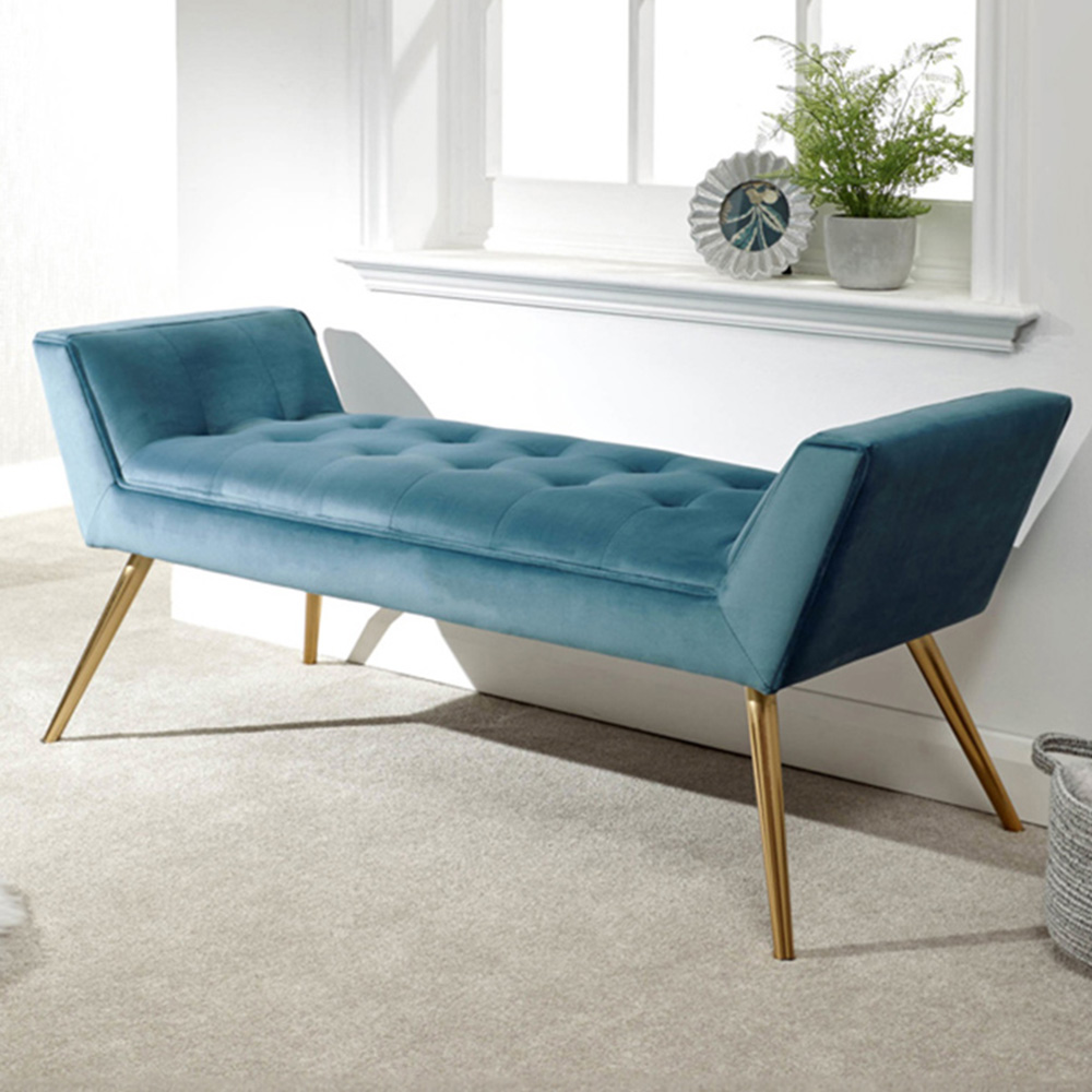 GFW Turin Teal Blue Upholstered Window Seat Image 1