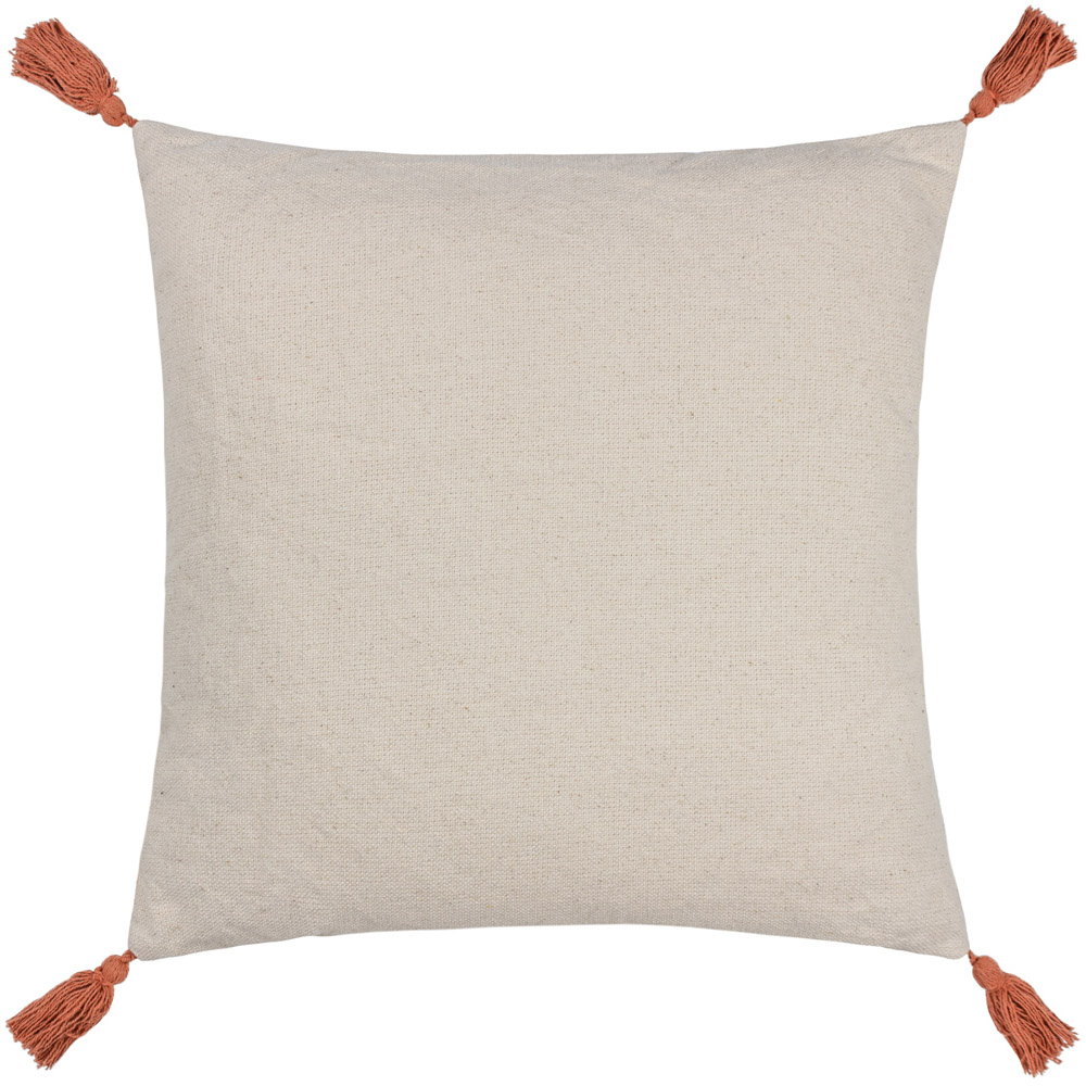 furn. Aquene Natural and Brick Tufted Tasselled Cushion Image 3
