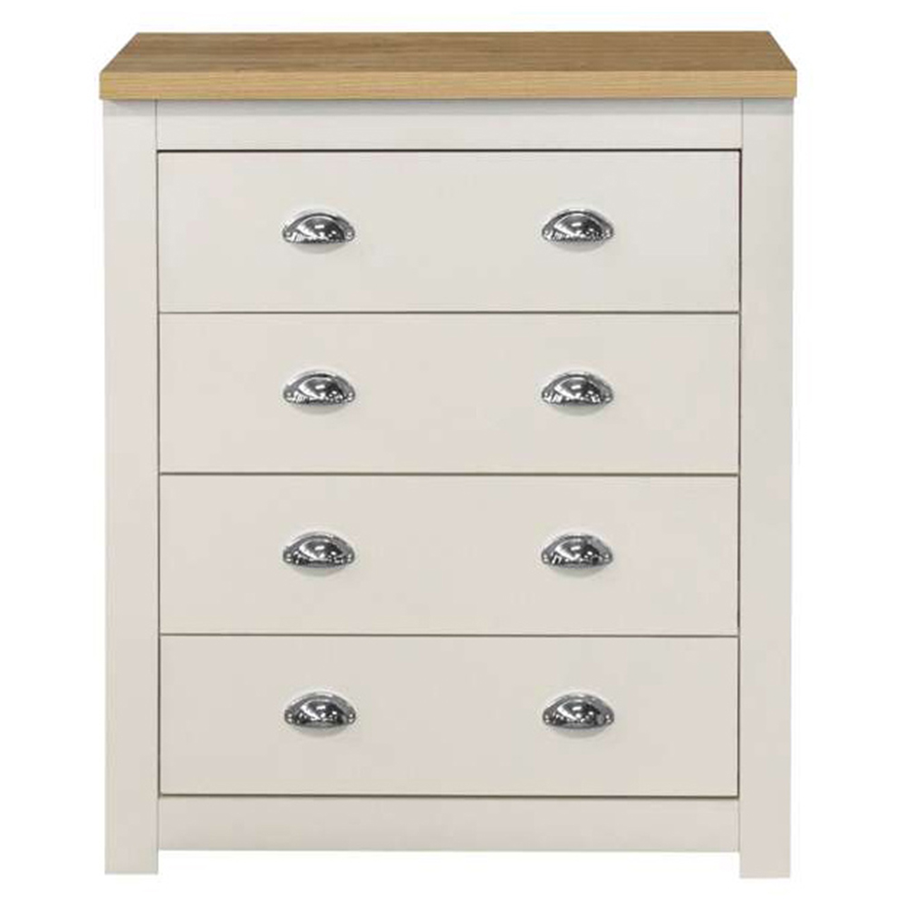 Highgate 4 Drawer Cream and Oak Chest of Drawers Image 3