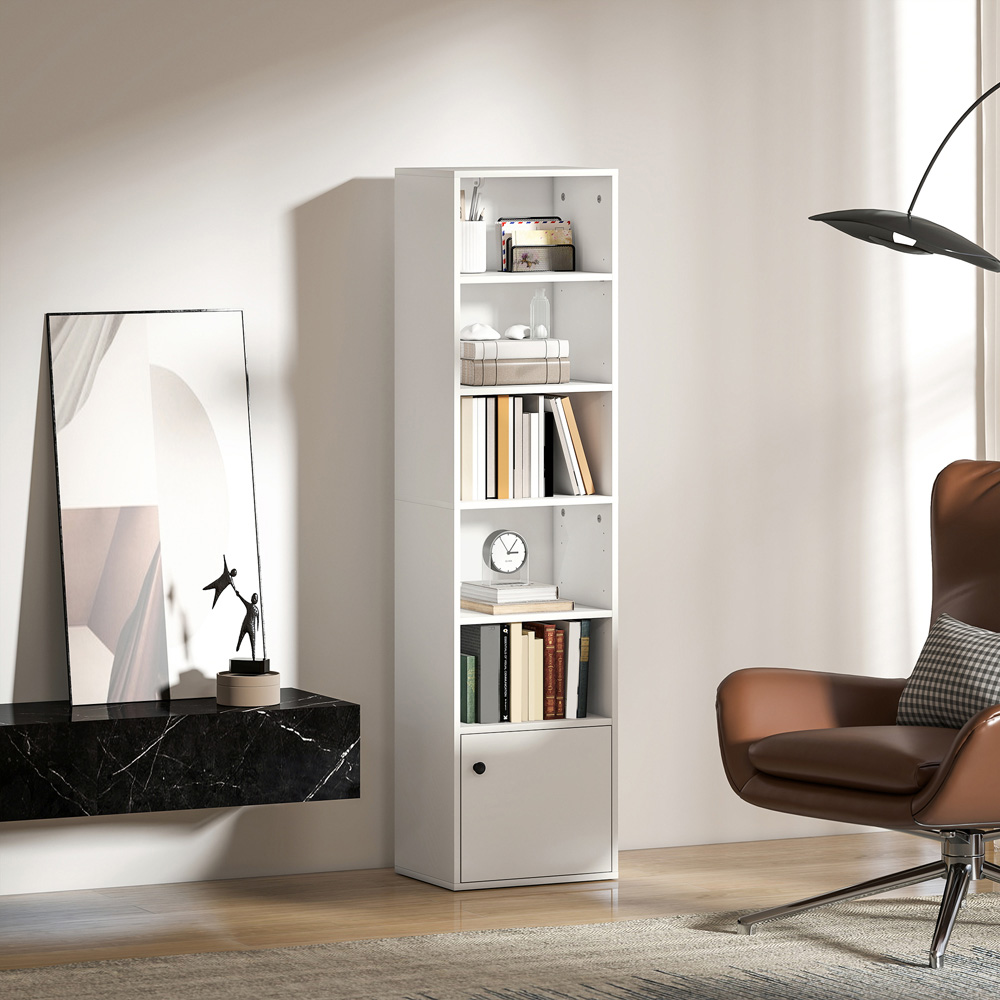 Portland 6 Shelf White Adjustable Tall Bookcase Image 5