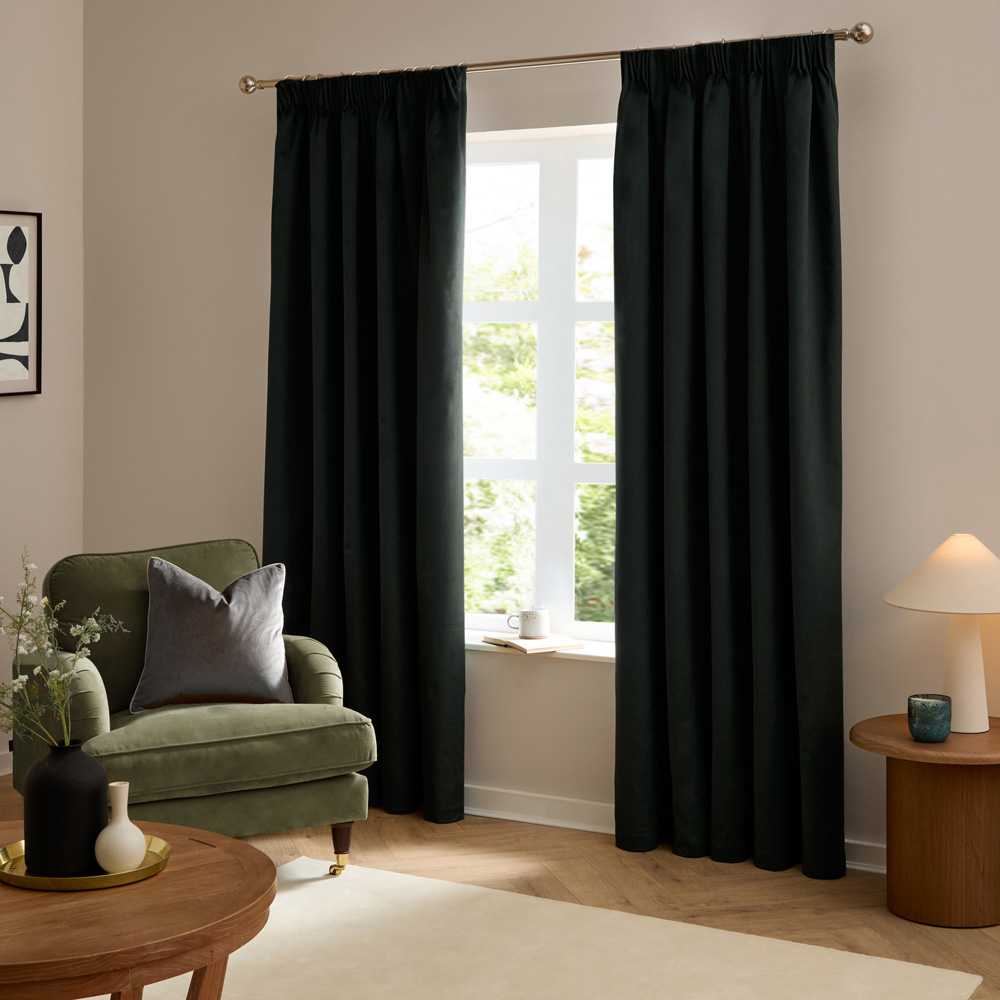 Furn The Ultimate Black Velvet Blackout Pencil Pleat Curtains 117 x 183cm Image 5