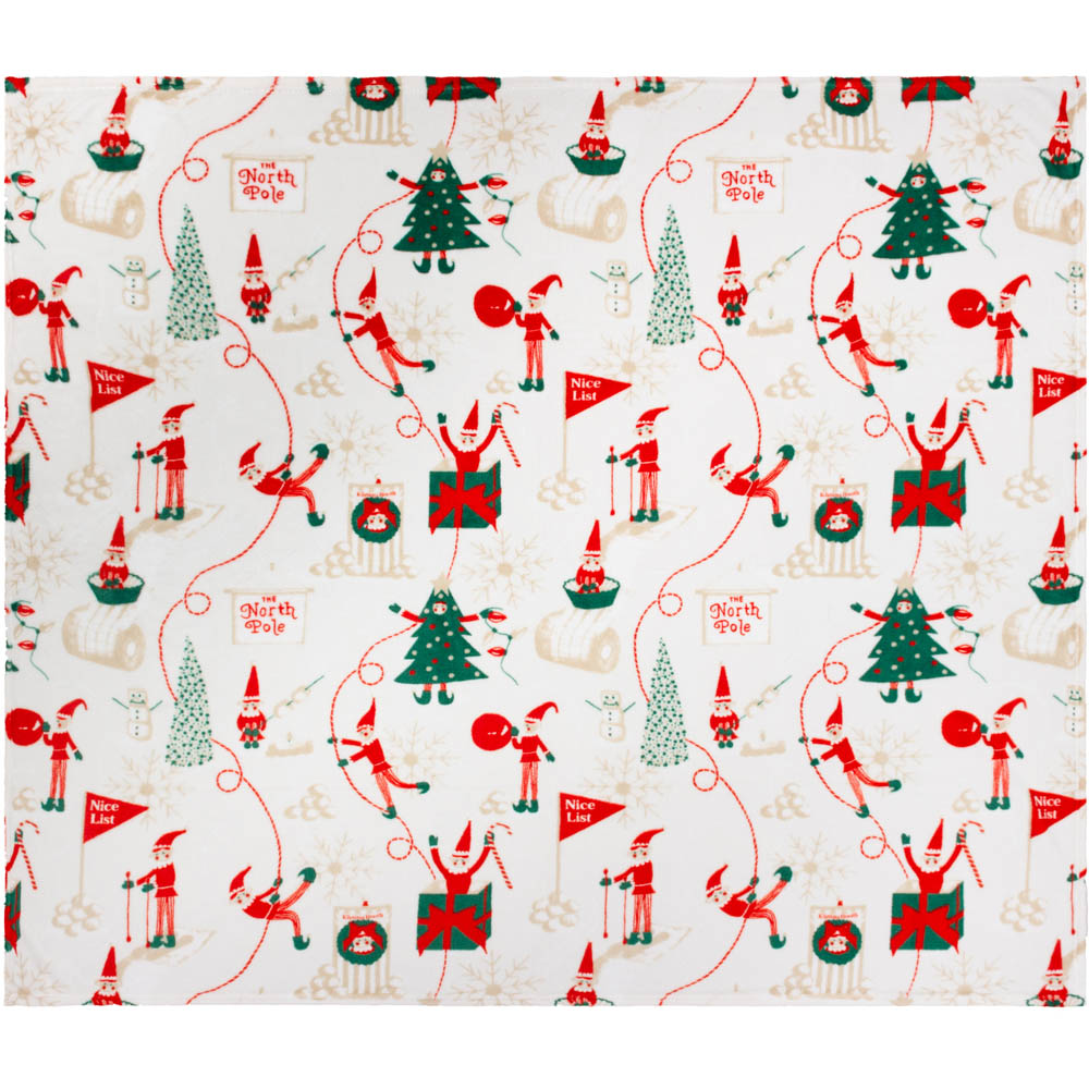 Duvet Day Cream and Mint Elfie Printed Fleece Throw 130 x 150cm Image 3