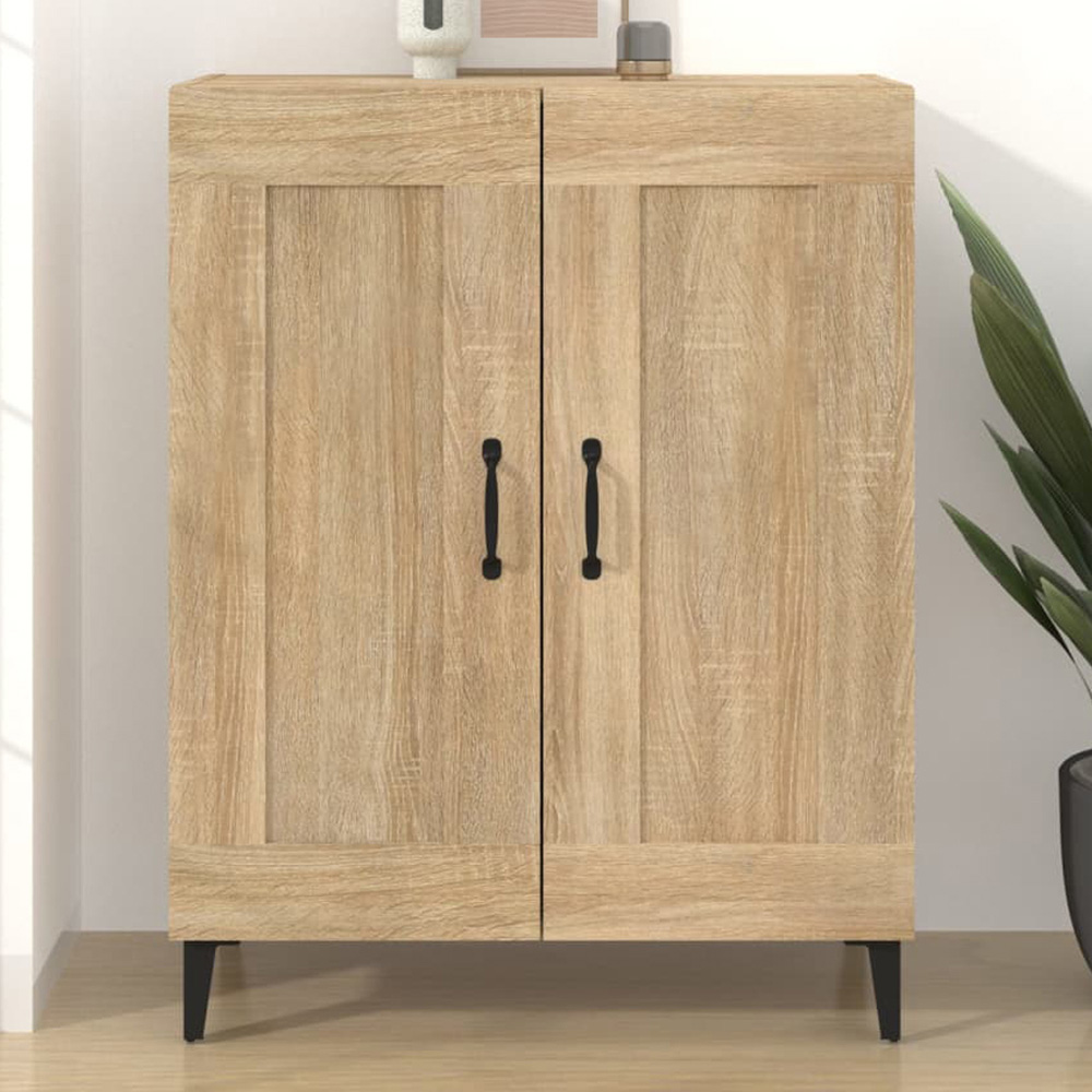 vidaXL 2 Door Sonoma Oak Sideboard with Metal Handles Image 1