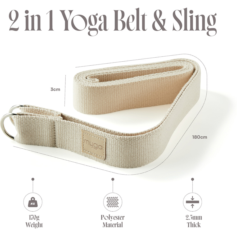 Myga Sand Adjustable Yoga Belt Sling with Metal D Rings Image 5