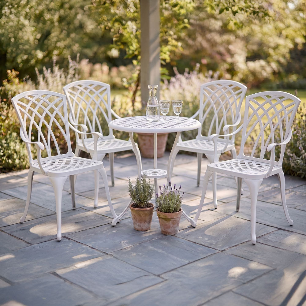 Centurion Oshowa 4 Seater White Cast Aluminium Garden Bistro Set Image 1