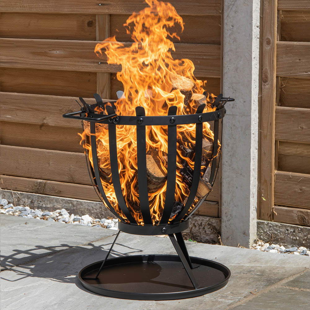 Samuel Alexander Black Steel El-Clasico Outdoor Fire Basket 44cm Image 5