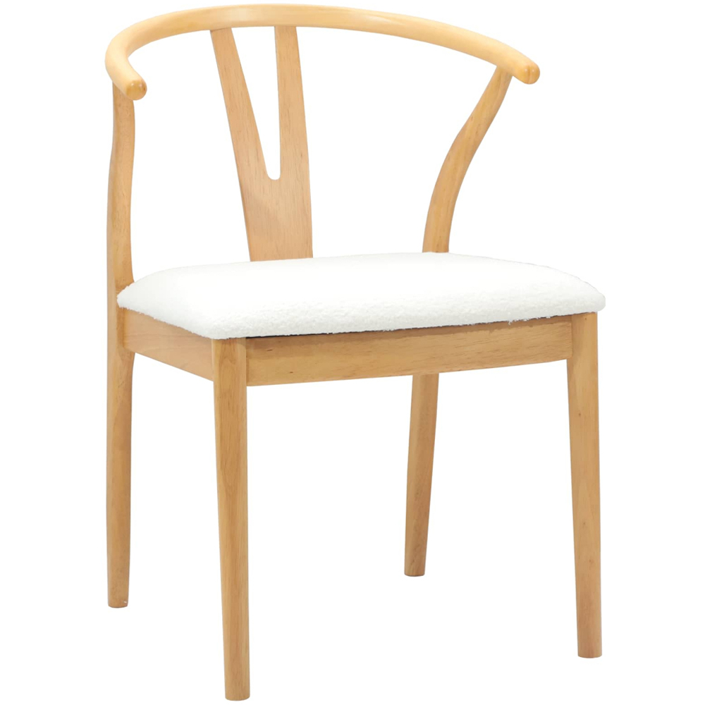 vidaXL Set of 2 Natural and White Rubberwood Curved Vintage Dining Chairs Image 2
