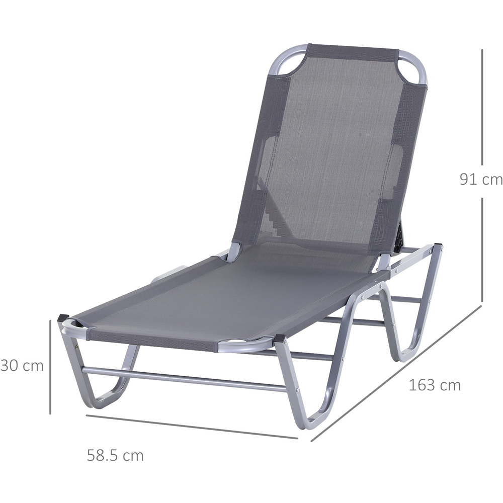 Outsunny Silver 5 Level Adjustable Sun Lounger Image 9