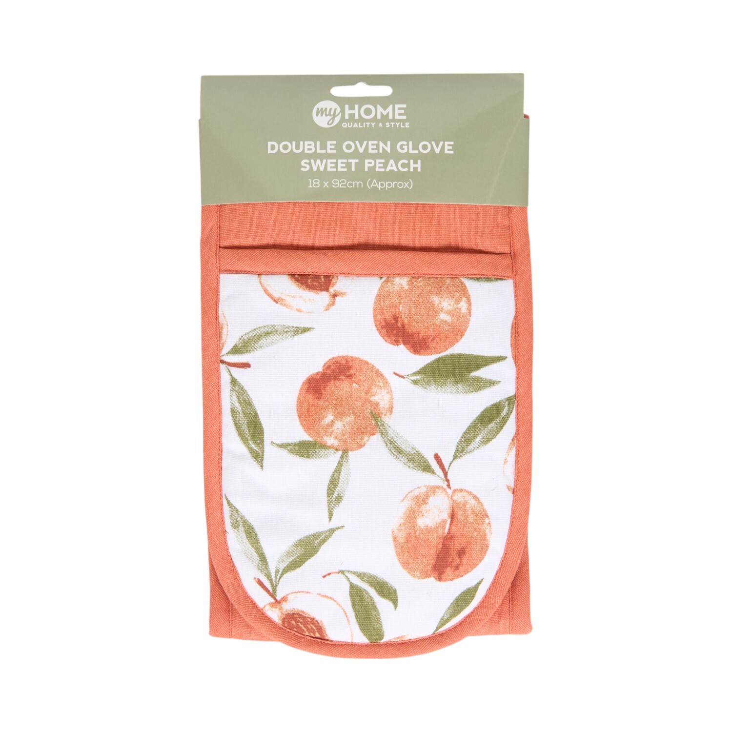 Sweet Peach Double Oven Glove Peach and White Image 1