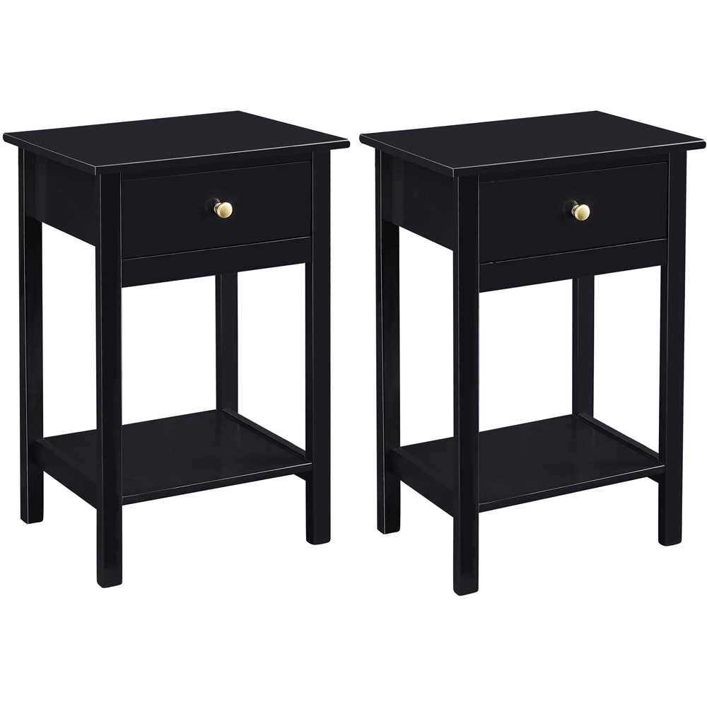 Brooklyn Arlo Single Drawer Single Shelf Black Solid Wooden Bedside Table Image 2