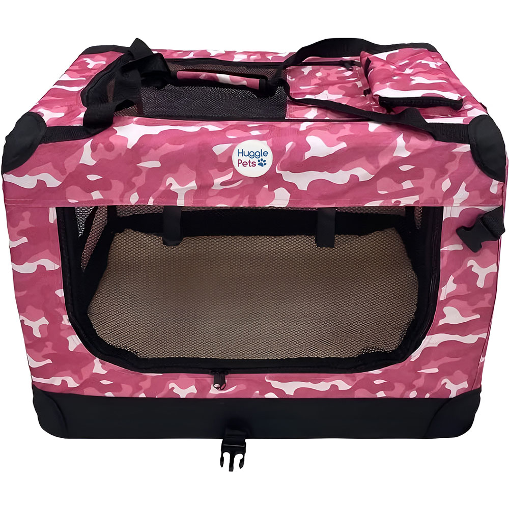 HugglePets Medium Camo Pink Fabric Crate 60cm Image 3