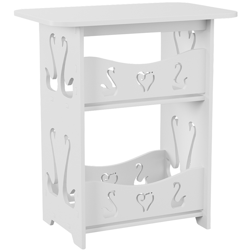 Living and Home 3 Shelf White Wooden Side Table Image 2