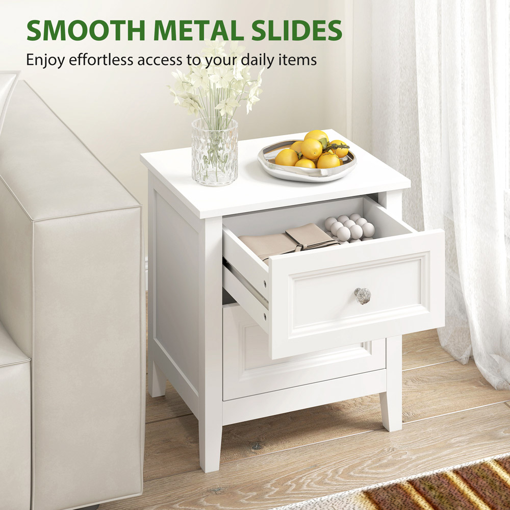 HOMCOM 2 Drawer White Nightstand Image 8