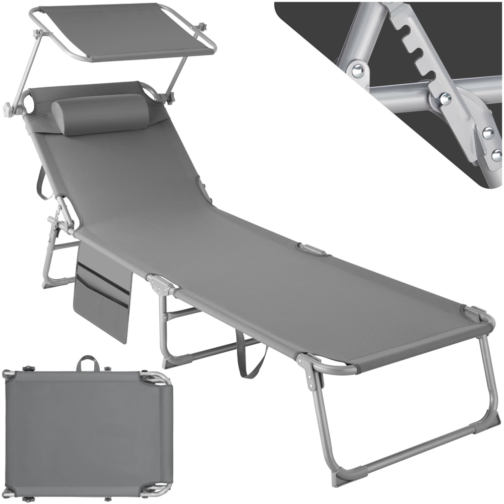 tectake Grey Foldable Sun Lounger Image 2