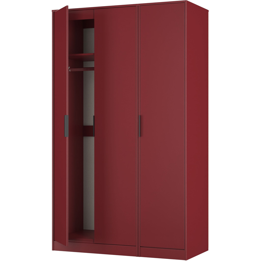 Crowndale Hong Kong 3 Door Red Matt Tall Wardrobe Ready Assembled Image 6