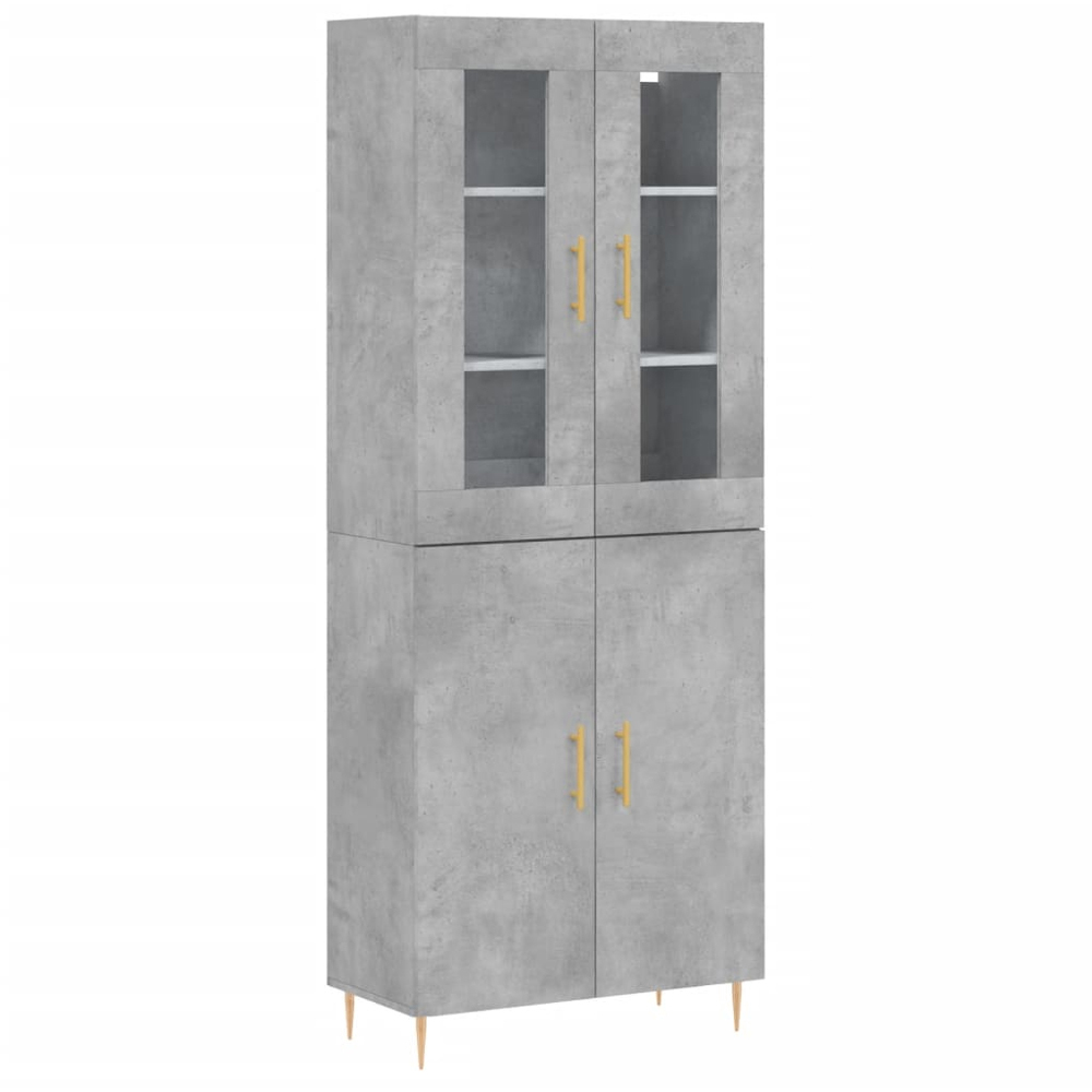vidaXL 4 Door Concrete Grey Highboard Image 2