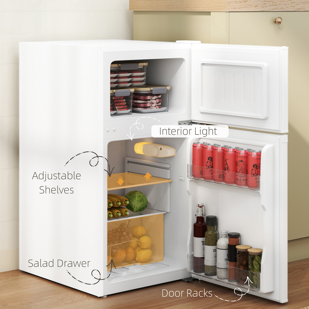 HOMCOM 800-128V70WT White 88L Fridge Freezer Image 5