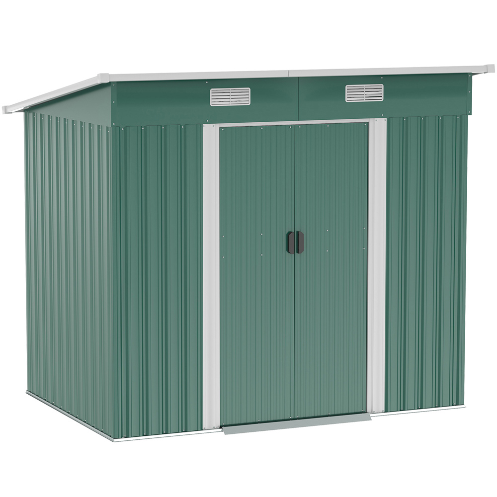 Outsunny 6.8 x 4.3ft Green Sliding Door Garden Storage Shed Image 1