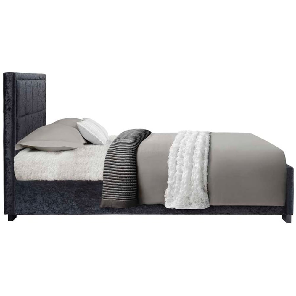 Hannover King Size Black Velour Bed Frame Image 3