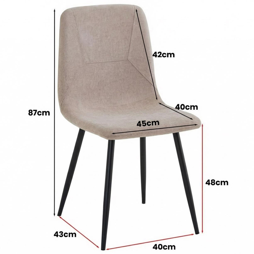 FWStyle Esme Set of 4 Light Brown and Black Linen Upholstered Steel Frame Dining Chair Image 8