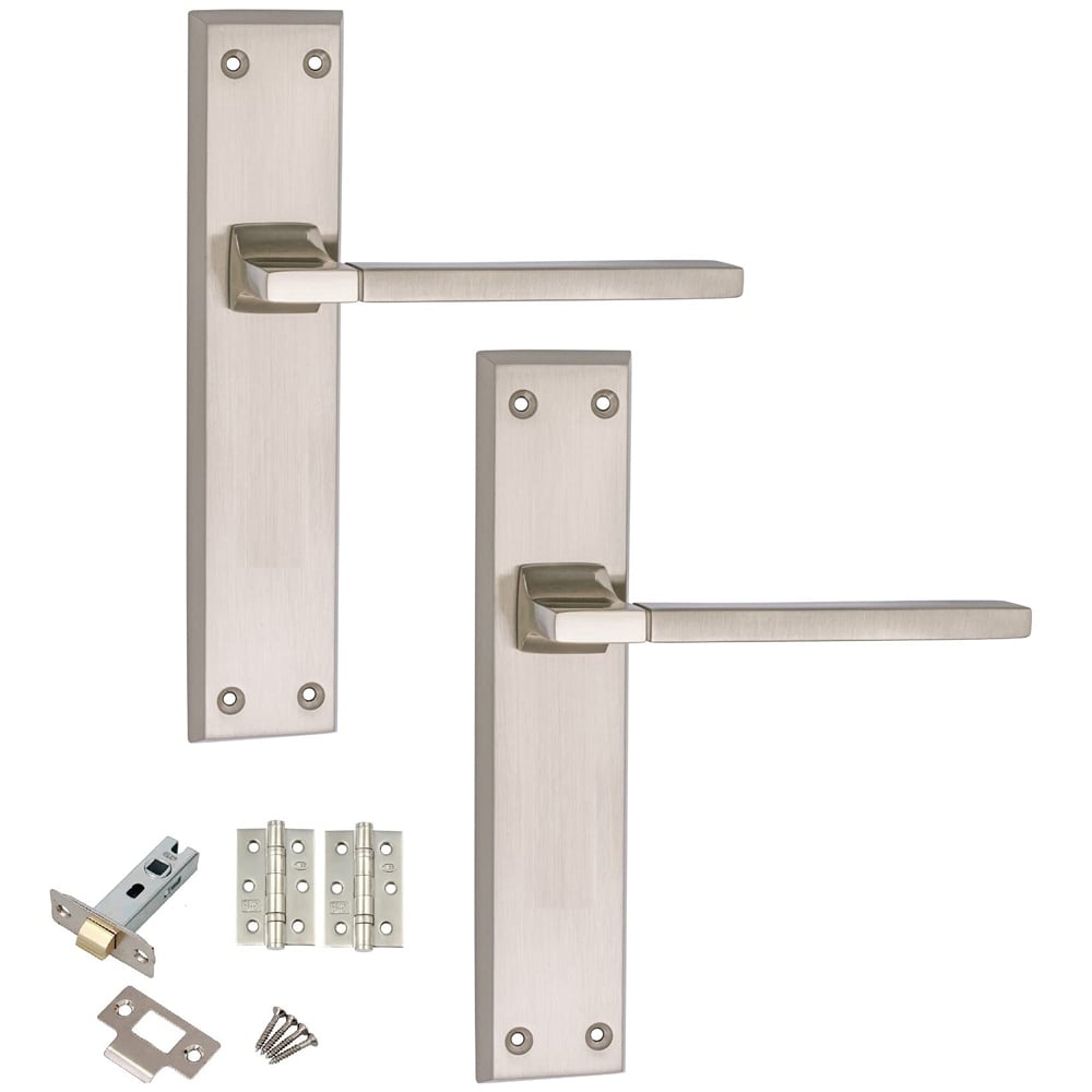 Golden Grace Polished and Satin Aztec Latch Door Handle Set 200 x 42mm Image 1