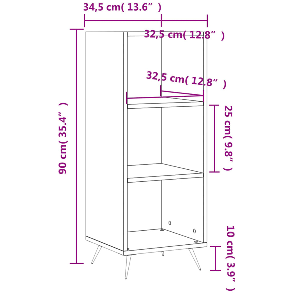 vidaXL 3 Shelf White Tall Storage Cabinet Image 9
