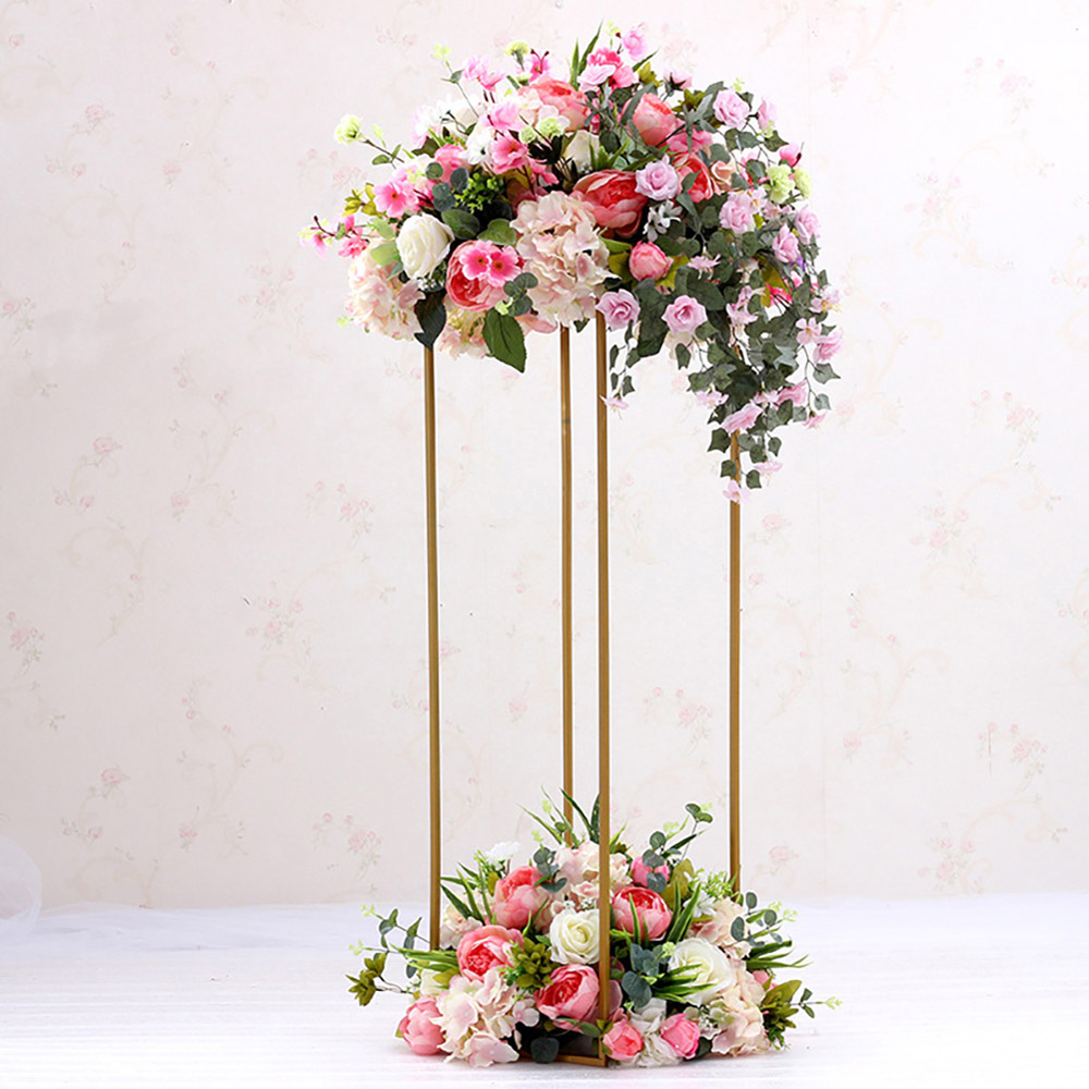 Living and Home Gold Rectangular Flower Stand Pedestal Image 2