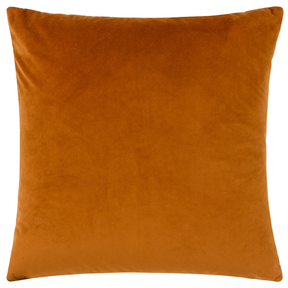 Paoletti Ledbury Ginger and Grey Velvet Jacquard Cushion Image 2