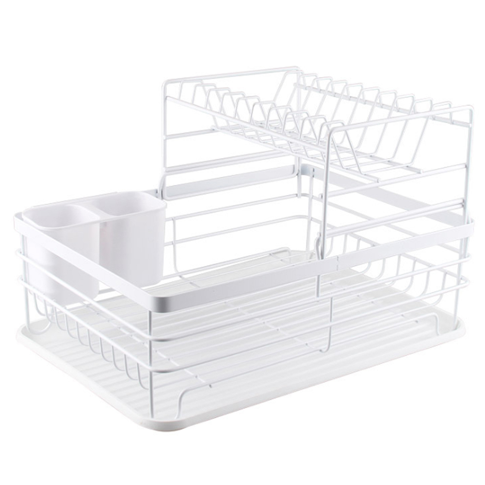 Living And Home WH0779 White Metal 2-Tier Dish Drainer Image 1