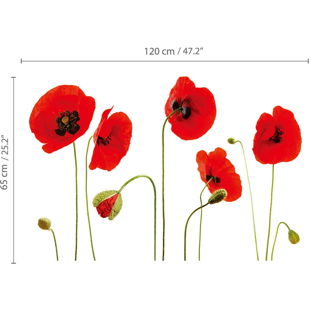 Walplus Red Poppy Flowers Self Adhesive Wall Stickers Image 5