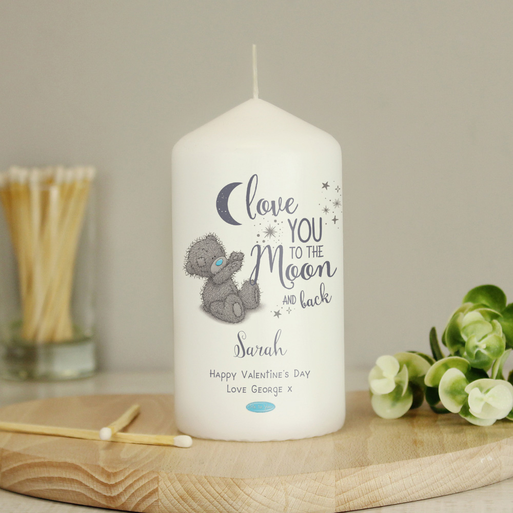 Personalised Memento Personalised Me to You Love You to the Moon and Back Pillar Candle Image 2