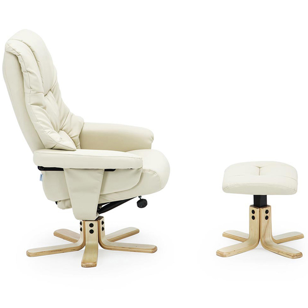 Furniture Online Sorento Cream Bonded Leather Swivel Recliner Chair with Footstool Image 5
