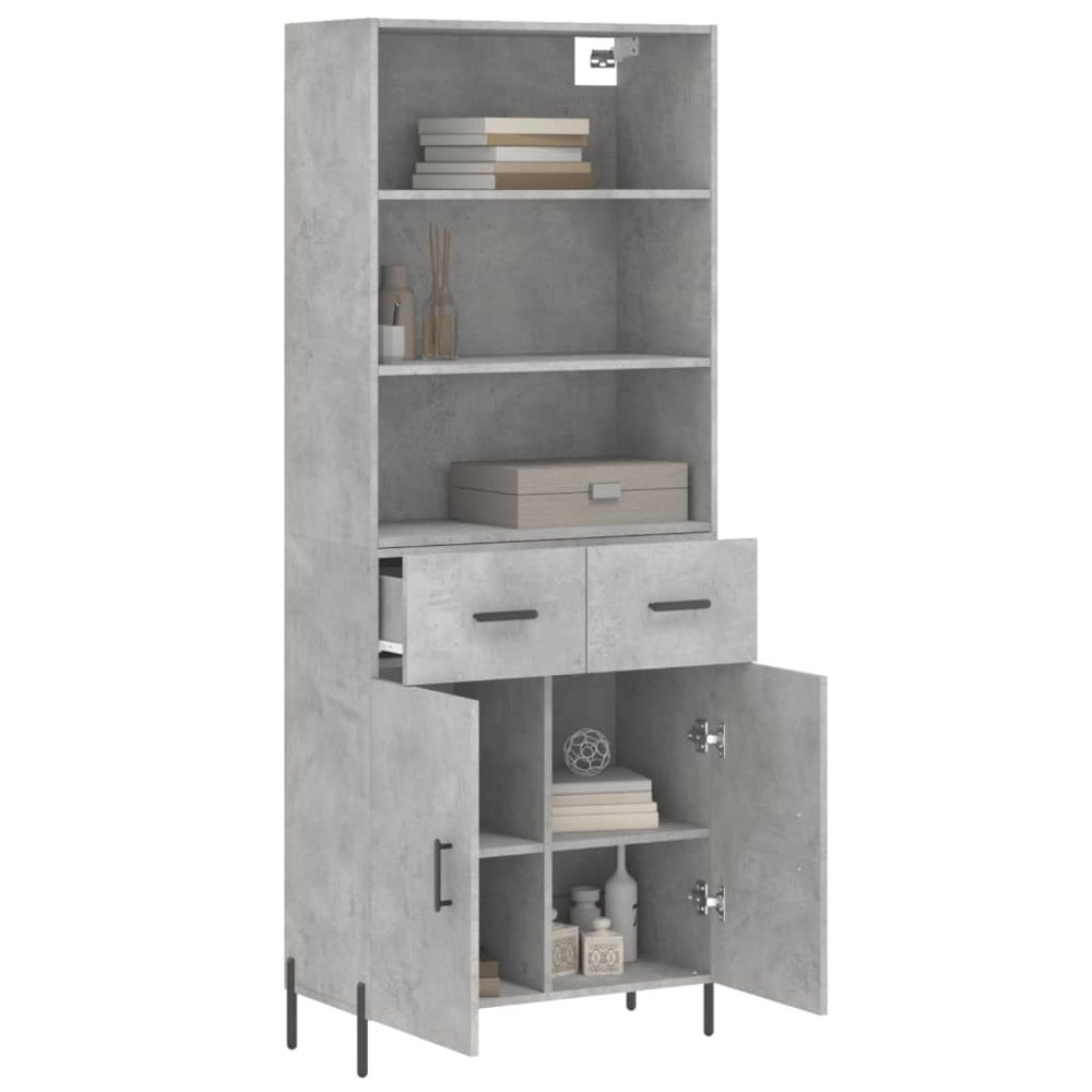 vidaXL 2 Door 2 Drawer 3 Shelf Concrete Grey Highboard Image 3