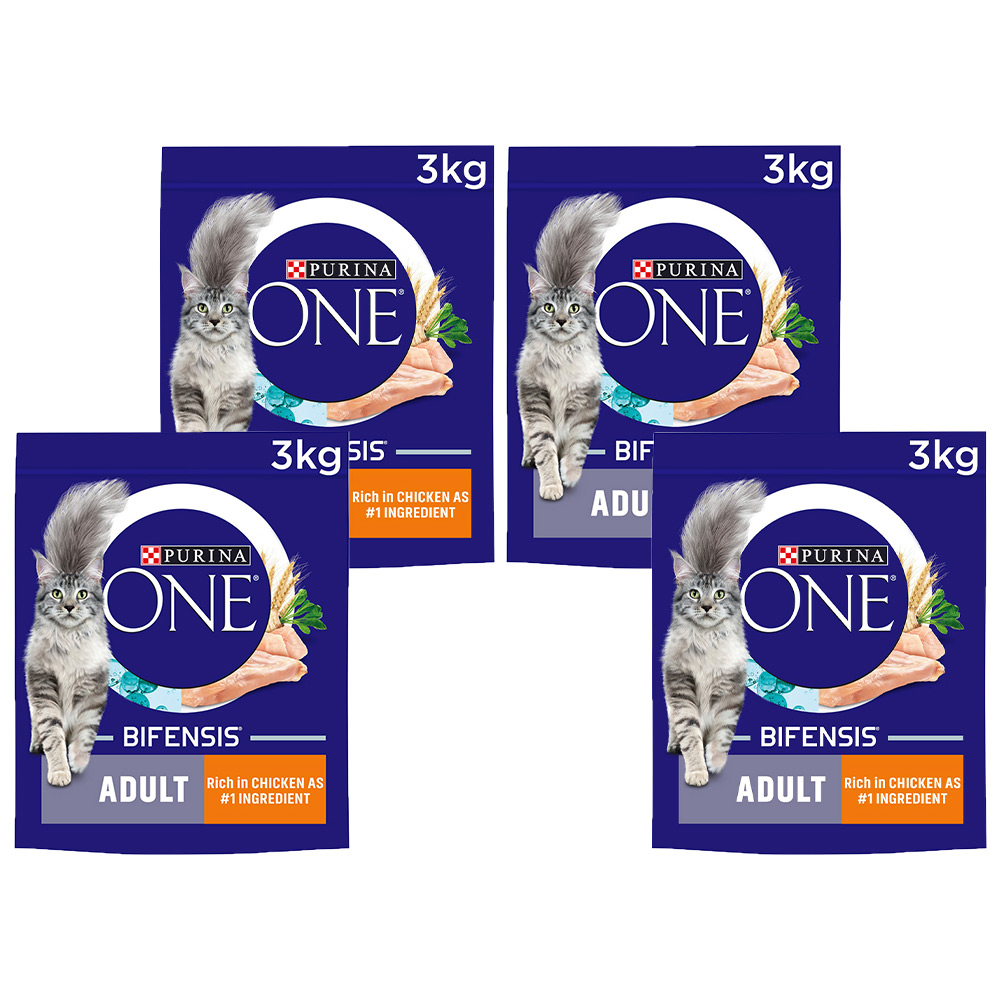 Purina ONE Chicken Adult Dry Cat Food Case of 4 x 3kg Image 1