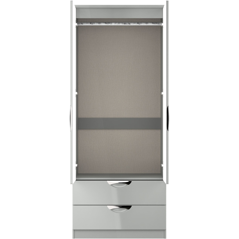 Crowndale Camden 2 Door 2 Drawer Grey Gloss and Dusk Grey Wardrobe Ready Assembled Image 7