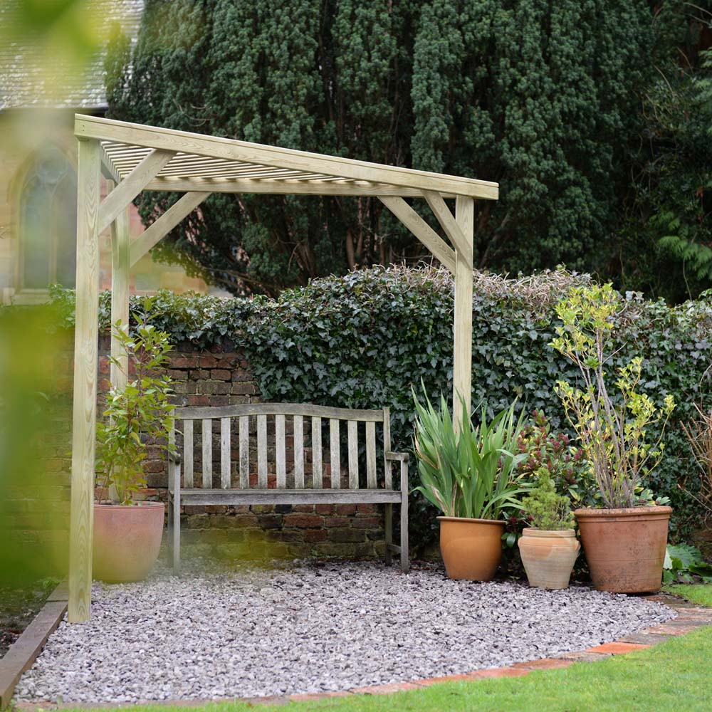 Forest Garden 2.13m Slatted Timber Corner Pergola Image 4