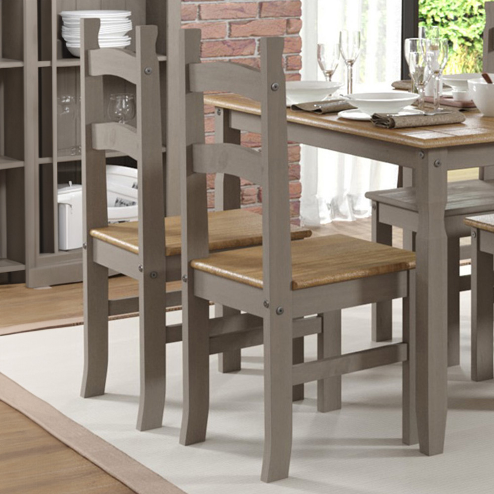 Core Products Corona Set of 2 Grey and Pine Dining Chair Image 1